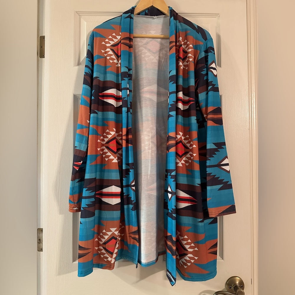 Tribal Print Open Cardigan, Size XL, Long Sleeve, NWOT, Never Worn
